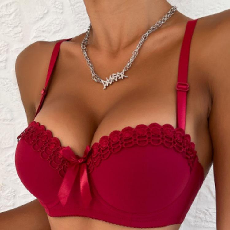 Sutien push-up pentru piept mic pentru femei, lenjerie de corp cu sârmă cu fluture brodat, anti-alunecare, sutien sexy pentru femei la modă