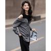 Women's Off-Shoulder Faux Two-Piece Spliced Belted Blouse