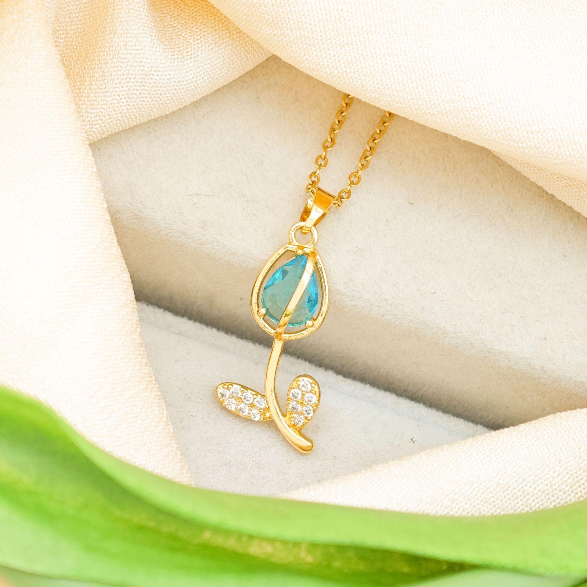 

Женское ожерелье Опаловое ожерелье-тюльпан Нишевый дизайн, Универсальное ощущение высокого класса Универсальные аксессуары из титановой стали