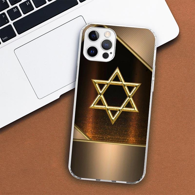 Pouzdro na telefon David s židovským symbolem hvězdy pro Apple iPhone 11 12 13 15 14 Pro 7 XR X XS Max 8 Plus + Mini SE s vlastním potiskem a měkkým krytem