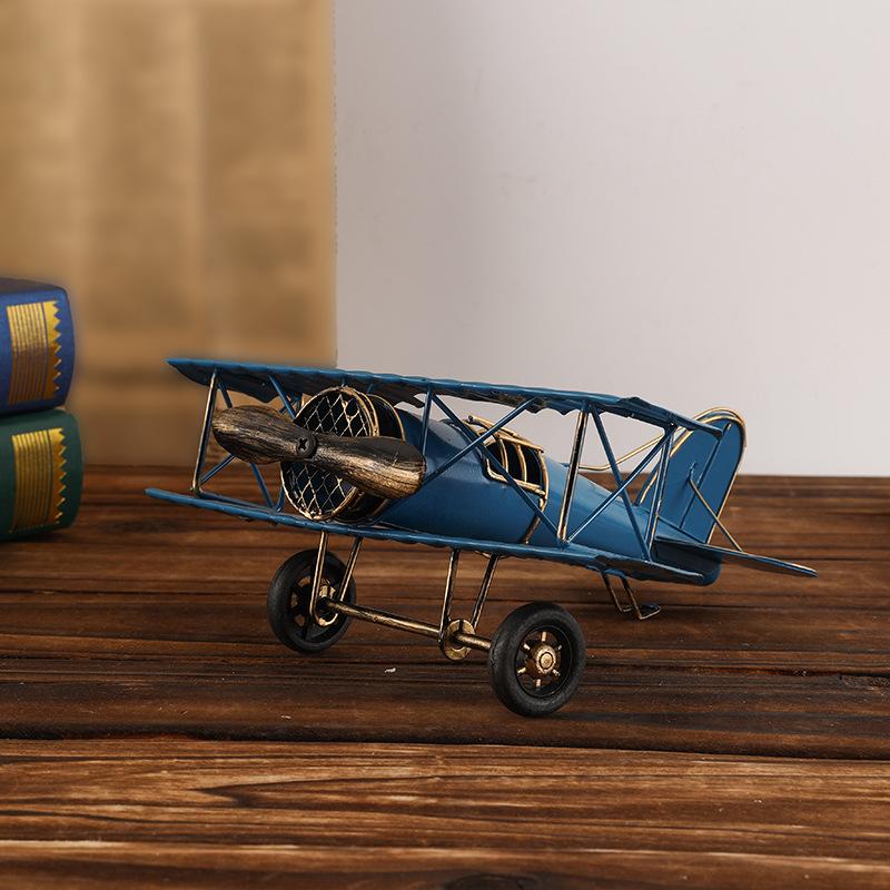 Handmade Small Airplane Model Ornaments Creative Plane Statue Miniatures Art Crafts Decoration Desk Accessories Gift