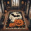 Halloween Pumpkin Head Witch Castle Bat Night Theme Printed Carpet Large Carpet for Living Room, Bedroom Holiday Decoration