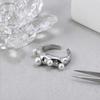 Vintage Pearl Inlaid Stainless Steel Open Ring - Artistic, Versatile, and Irregular-Shaped Jewelry