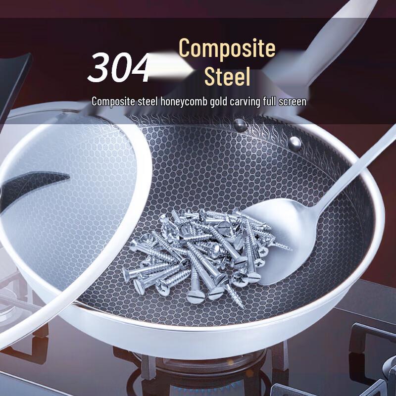 Kalan Sikas 32cm 304 Stainless Steel Non-stick Wok