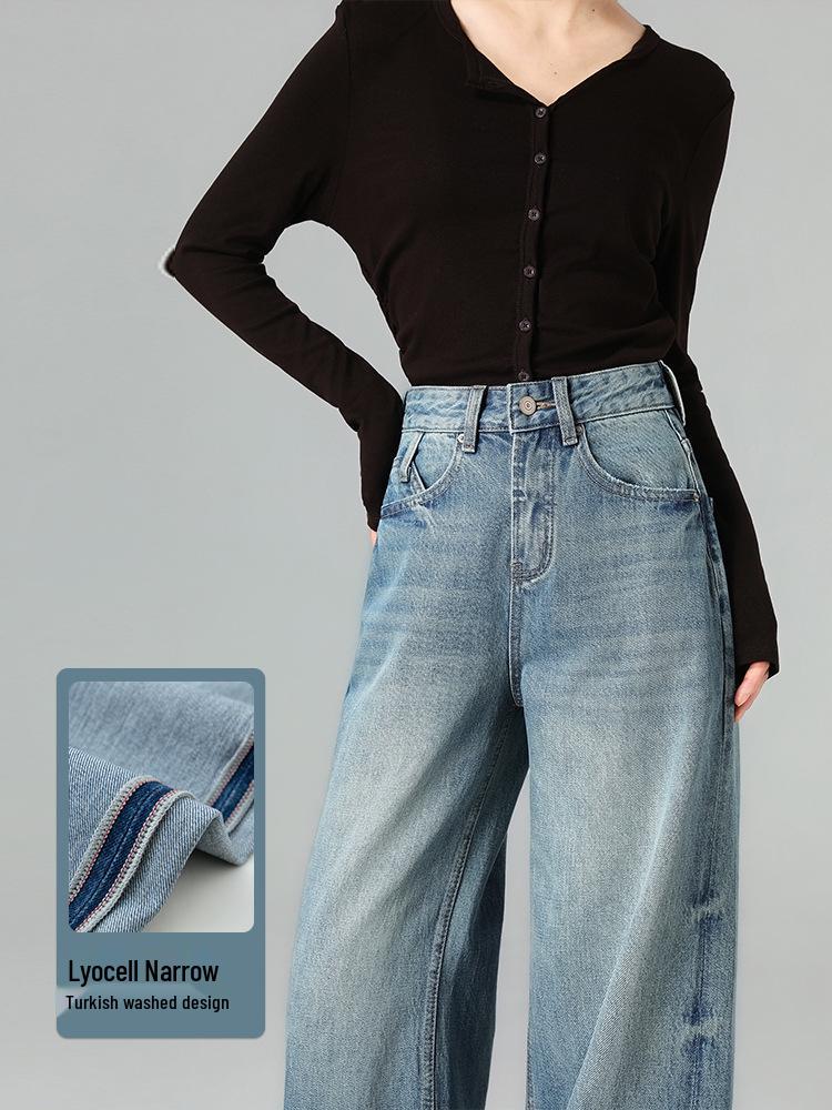 Spring/Summer Wide-Leg Lyocell Pants for Women - High-End Turkish Washed, Floor-Length & Slimming Fit