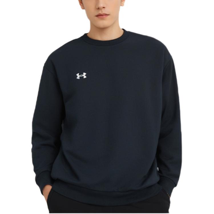 Under Armour Logo Outdoor Casual Sports Crew Neck Fleece Long Sleeve Sweatshirt Unisex Sweatshirt Black 24600305-001