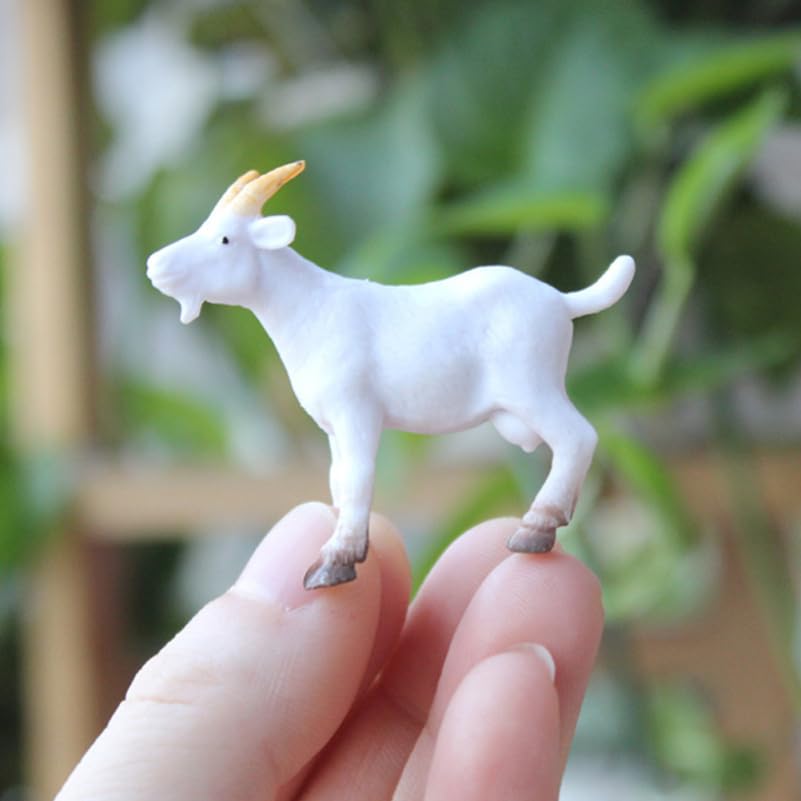 ERINGOGO 8 Pieces Goat Figurines, Miniature Goat Models, Cartoon Style Animal Figures for Micro Landscapes, Desktop Ornaments, Home Decor, Great Gift