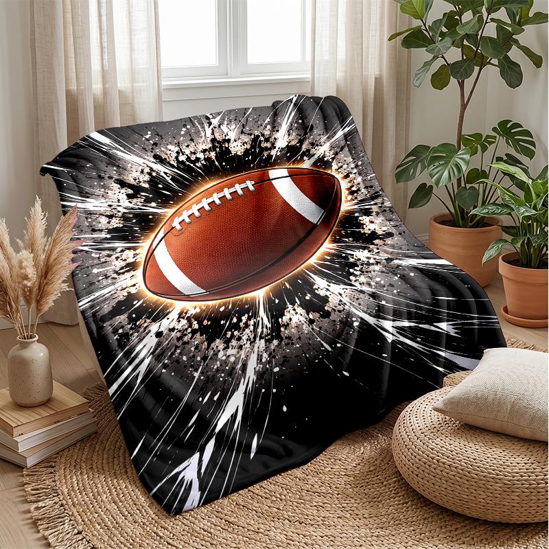 American Football Action Blanket Personalized Name Flannel Blanket Soft Cozy Plush Throw for Sofa Bed Lightweight Home Decor