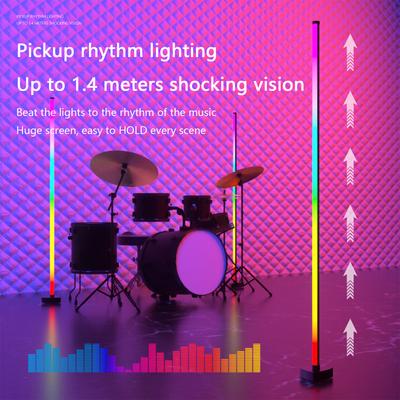 LED RGBIC Corner Floor Lamp Four-section Modular BT Music Sync and 16 Million DIY Colors Timer Floor Lamp for Gaming Room Party