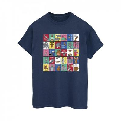 Womens/Ladies Grid Squares Cotton Boyfriend T-Shirt