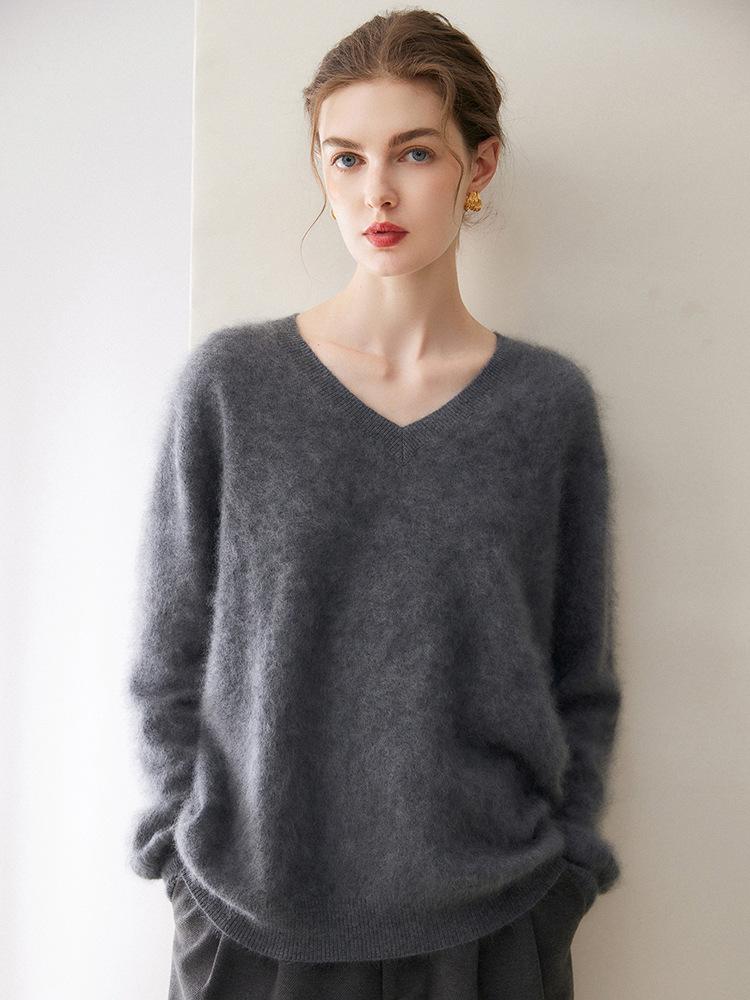 Kangsai Women's 2026 Pure Cashmere Sweater: Autumn/Winter, 12-Gauge Knit, Korean Style, Loose Fit Pullover.