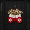 Twinkling Christmas Mitten Wreath Front Door Artificial Garland Holiday Wreath for Wall Window Fireplace Holiday Home Decor