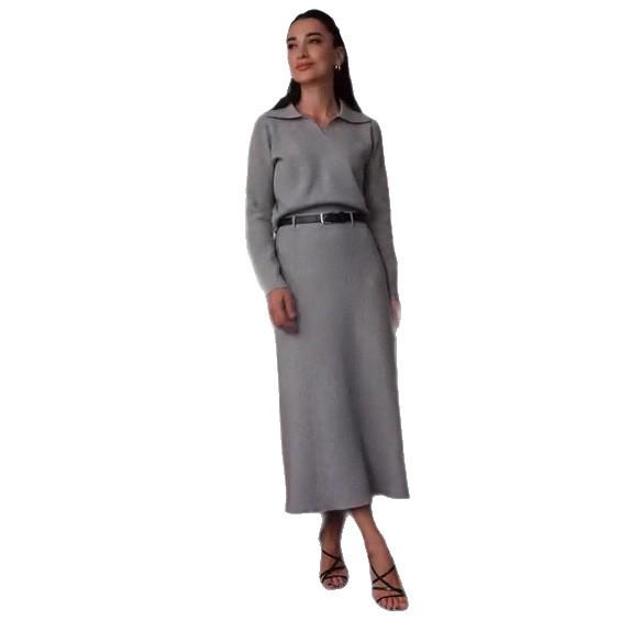 European & American Women's Fashion 2025: Autumn Warm Knitted Wool Dress with Shirt Collar - Loose & Versatile