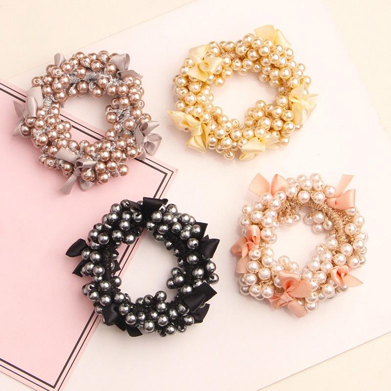 1PC Women Imitation Pearls Exquisite Butterfly Hair Accessories Elastic Hair Rope