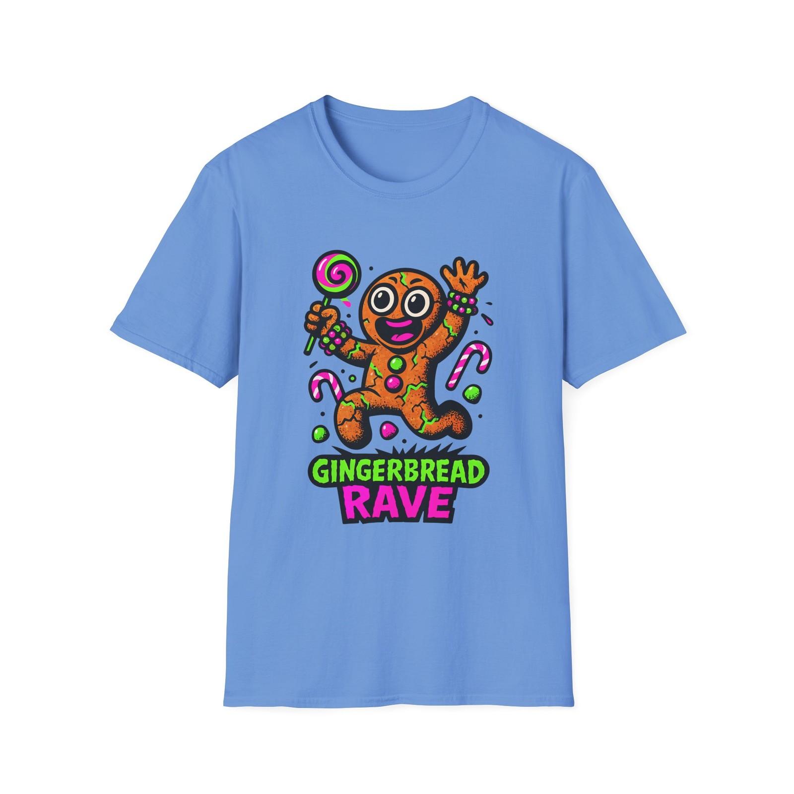 Unisex Softstyle T-Shirt Mens Womens Tees Top Gingerbread Rave Neon Chaos Funny Holiday Christmas S