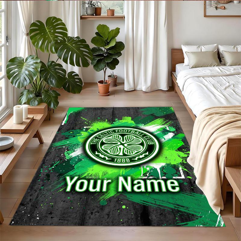 Crystal Velvet Rug Custom Name Text, Soft Non Slip Floor Mat Home DecorCeltic FC