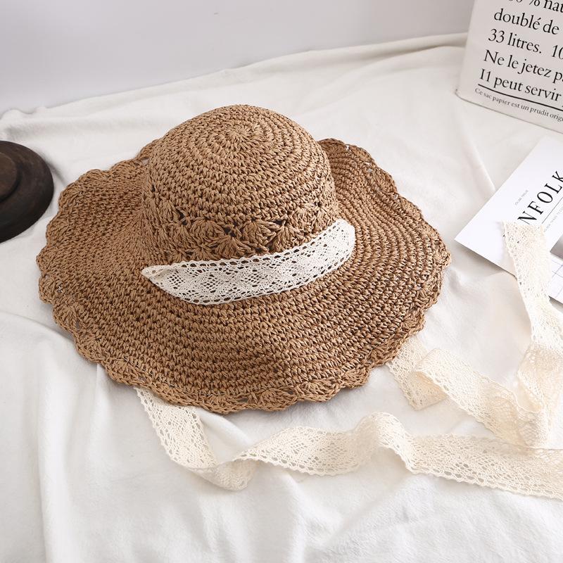New Hat Women's Summer Beach Sun Hat Straw Versatile Sunscreen Visor Big Edge Folding Straw Hat