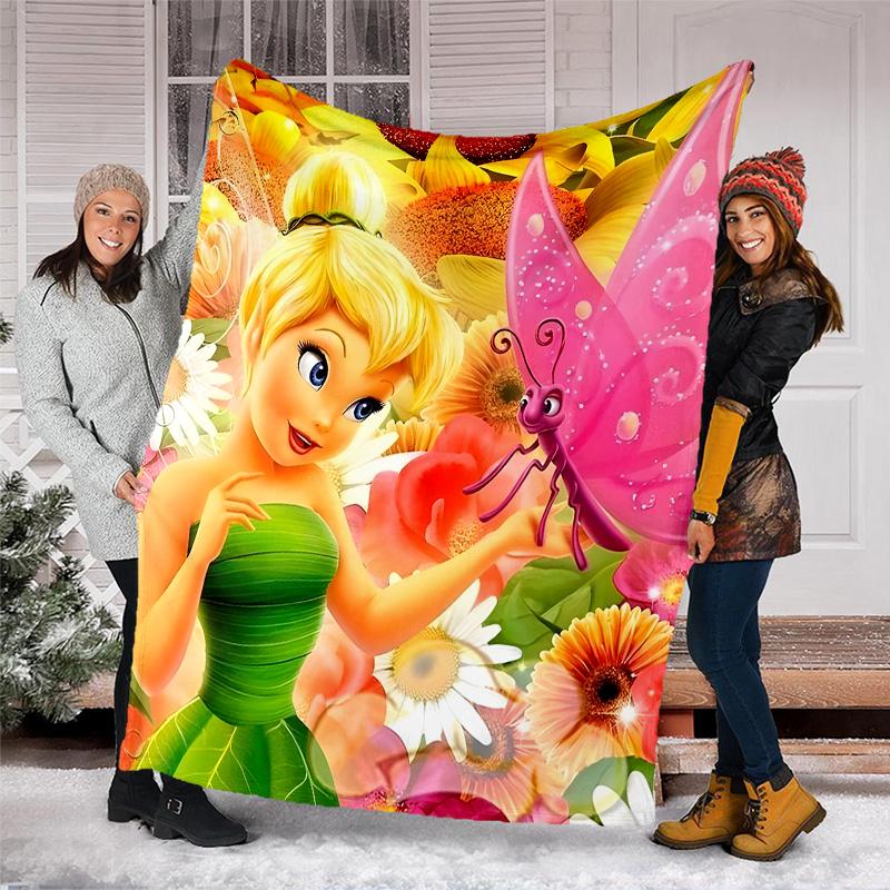 1pc T-Tinkerbell2 Theme Blanket - Digital Print, Polyester, Cozy for All Seasons, Perfect for Outdoor, and Travel