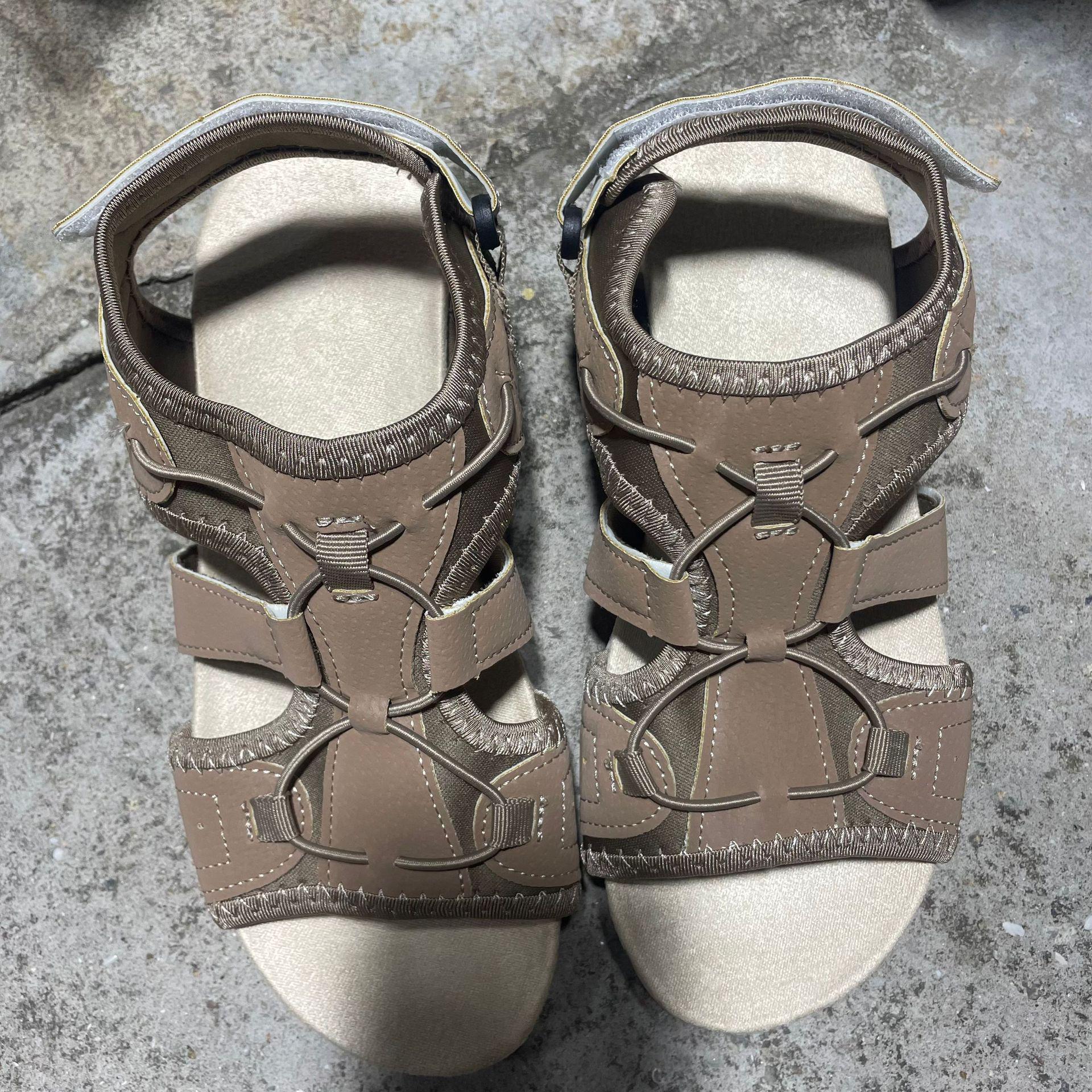 

Женские летние дышащие сандалии-балетки большого размера с круглым носком для пляжа и повседневной носки 44 хаки