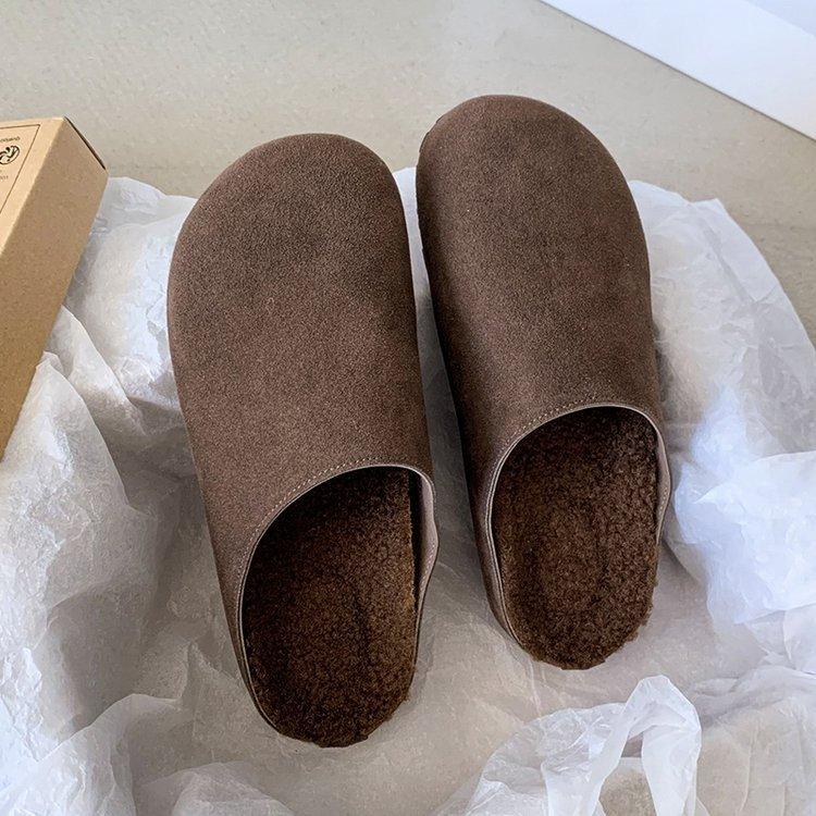 

Удобные повседневные туфли на платформе, с закрытым носком, полушлепанцы из бархата, обувь Boken, лоферы, осенне-зимняя обувь, туфли на мягкой подошве, женская обувь 40 коричневый