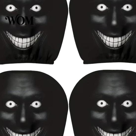 Car Headrest Covers 4 Pcs Halloween Covers, Creepy Ghost Face Seat Scary Styling Upgrades Protector, Universal Auto Decor for SUV Truck, Funny