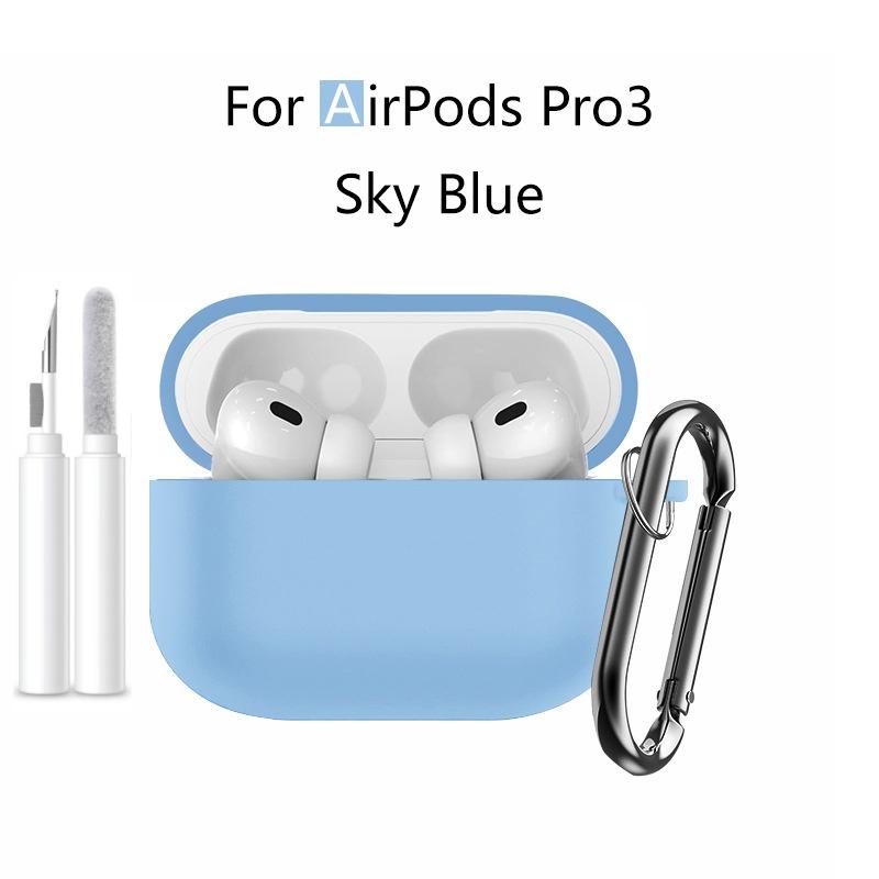 New 2025 For Apple Airpods Pro 3 Case Soft Silicone Full Protective Cover with Cleaning Kit and Keychain for Airpods Pro 3 Case
