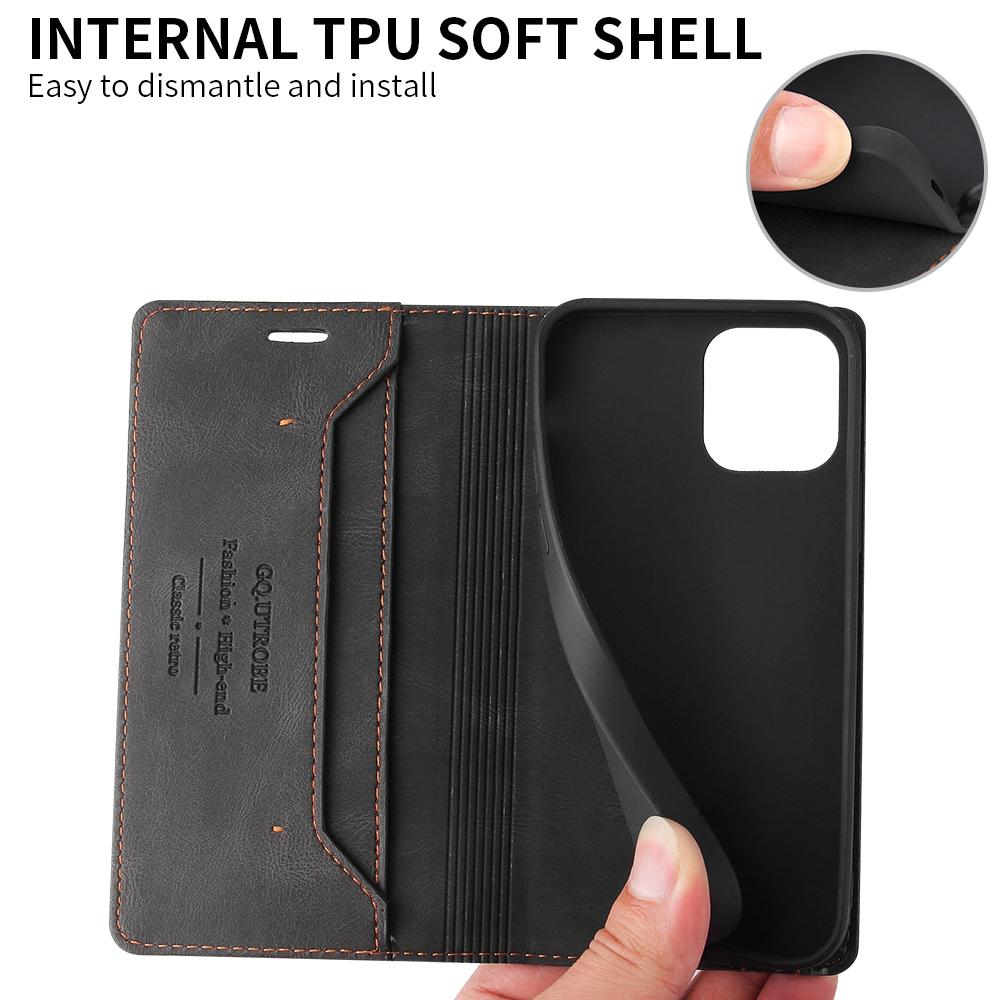 Retro Flip Case For iPhone 16 15 13 14 11 12 Pro XR XS Max SE 7 8 Plus 16E Leather Holder Standing Strong Magnetic Wallet Cover