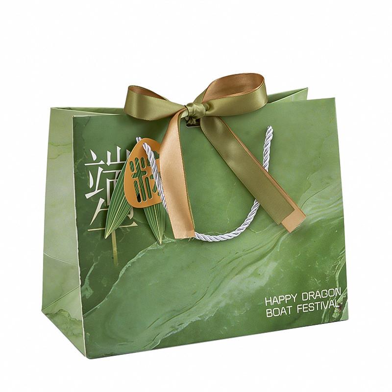 Traditional Dragon Boat Festival Zongzi Gift Bag With Eco Friendly White Card Paper For Celebrations