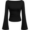 Top da Donna Girocollo Corto Maniche a Svaso Y2k Aderente Versatile Casual Manica Lunga