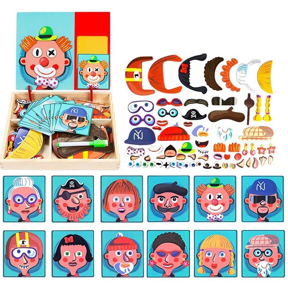 Reusable Magnetic 3D Puzzles with Lid Wooden Puzzles Magnet Book Children Gift