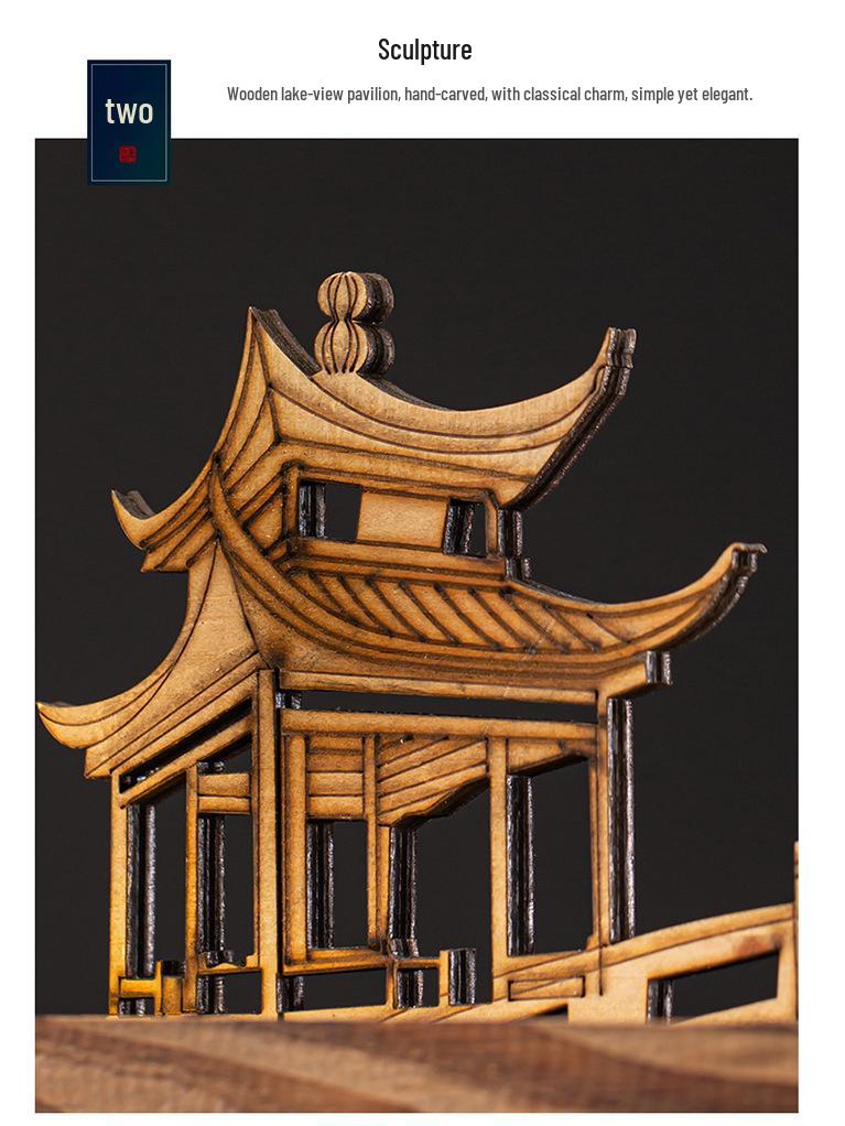 Chinese-Style TV Cabinet Backflow Incense Burner with LED Night Light - Dongting Lake Gift