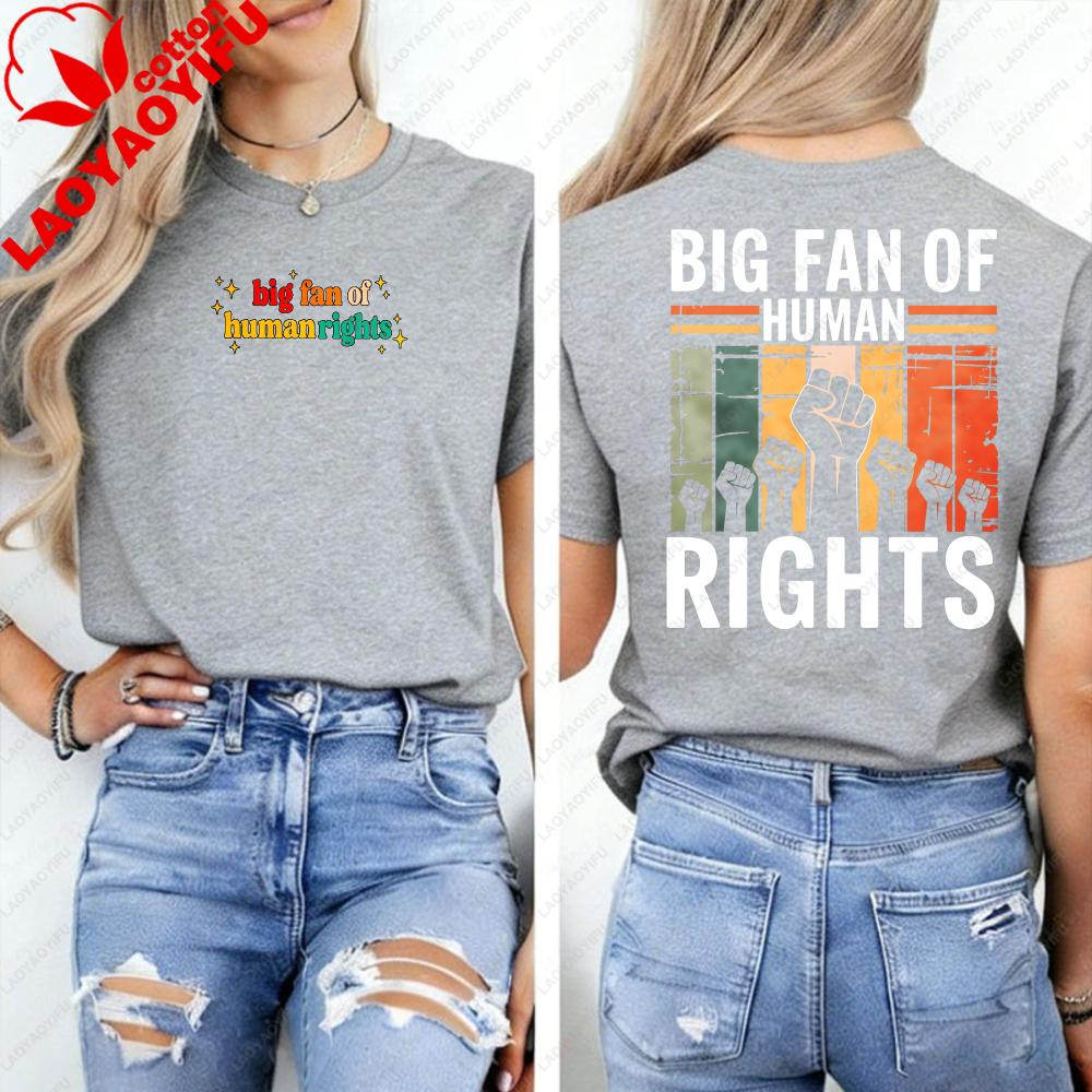 HuUnisex Rights Activist Cotton TShirt Equality Protest Retro Graphic Tee Y2k Top Harajuku Unisex Clothing Graphic T Shirts Tops