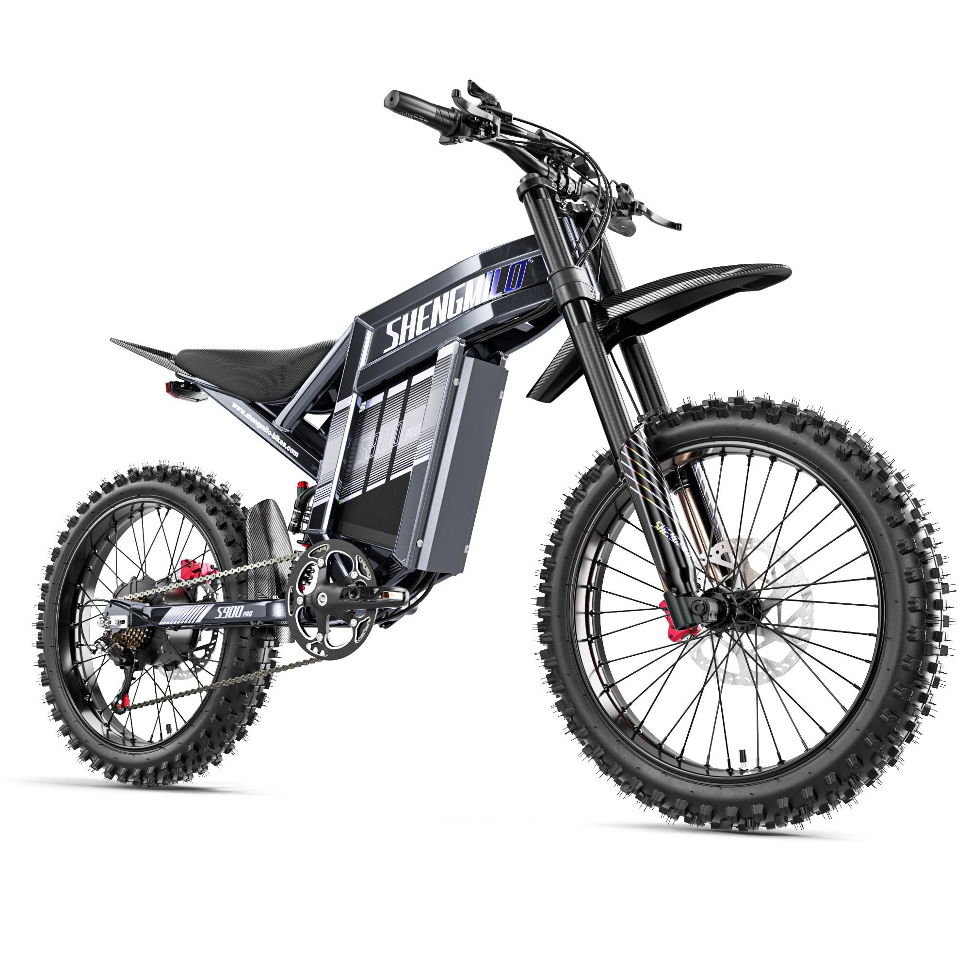 SHENGMILO S900 PRO Elektrisches Dirtbike mit 60V 35Ah Akku, Vollfederung schwarz