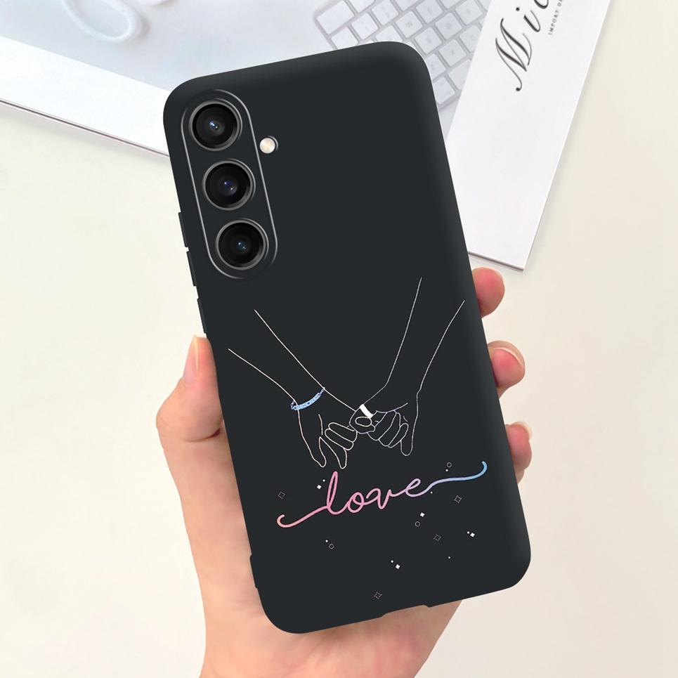 For Funda Cover Samsung A35 5G Case SM-A356E Couple Love Heart Flower Cat Painting Back Shell For Samsung Galaxy A35 5G Etui