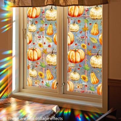 Xc6079 Creative Hand-Painted Pumpkin Maple Leaf Window Sticker Electrostatic Glass Sticker Double-Sided Visual Electrostatic Sticker
