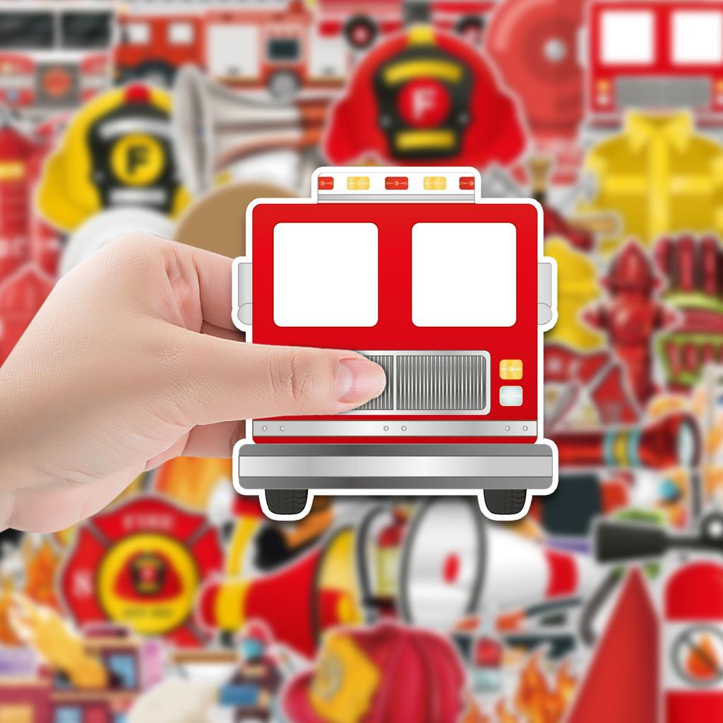 50 Firefighter Graffiti Stickers Car Mobile Water Cup Decorative Stickers Waterproof Creative Hand Note Stickers