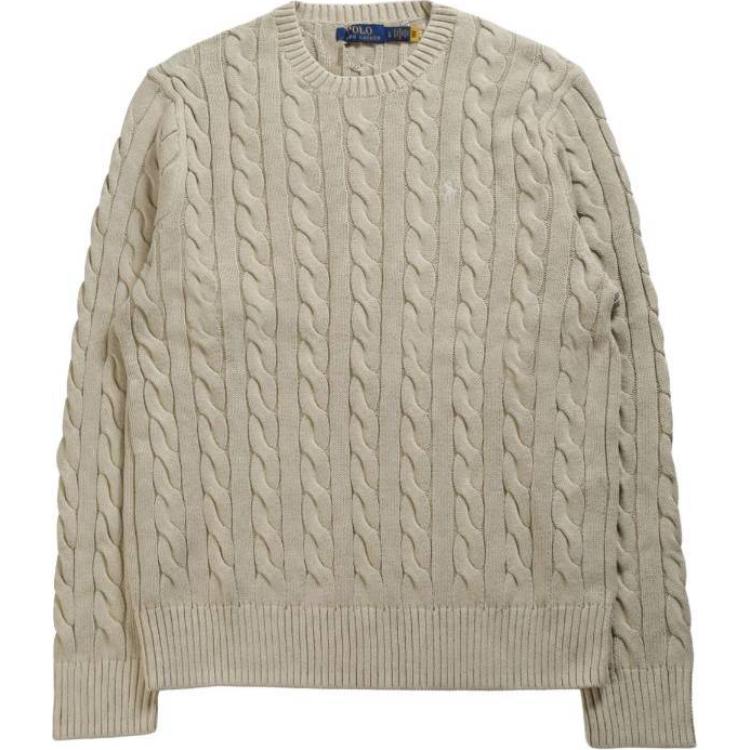 

Polo Ralph Lauren Solid Color Crew Neck Knit Sweater Men sweater Beige 710965867-001 L