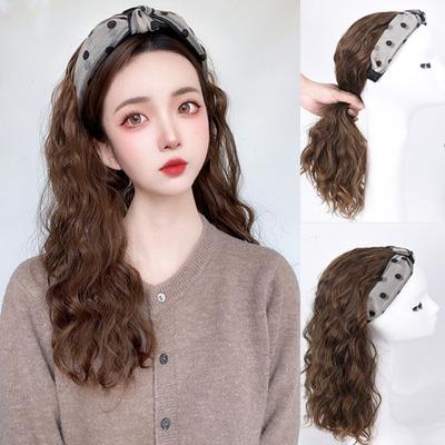 Ladies Girl Clip In Heat Resistant Wig Long Wavy Headband Wig Hair Accessories Half Headband Wig