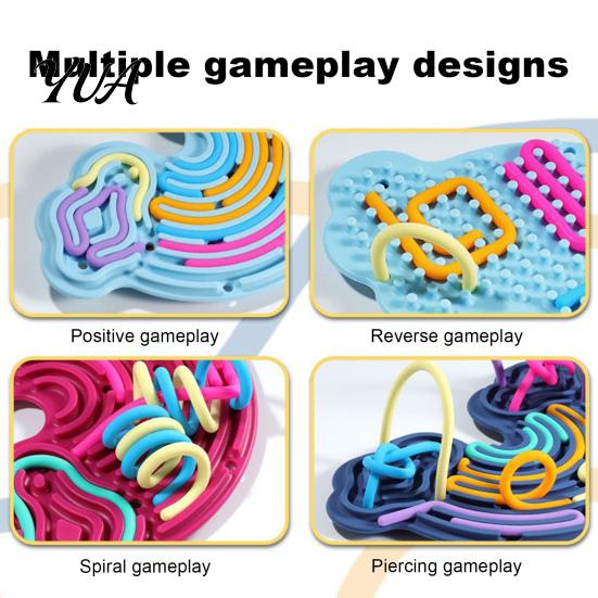 Stress Relief Tools Silicone Sensory Activity Board, Christmas Tree Rainbow Ice Stick French Fries Portable Fidget Toys Board with Strings, Silent Toy