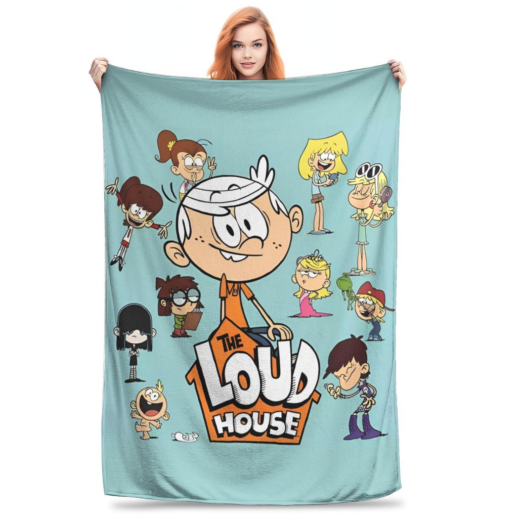 L-Loud Houses Family Cartoon Blankets Comedy Lincoln Loud Fuzzy Awesome Warm Throw Blanket for Bedspread Spring Autumn Office