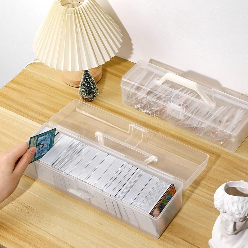 Game Cards Storage Box Football Stars Trading Card Storage Box Plastic Transparent Card Container Portable Game Card Organizer