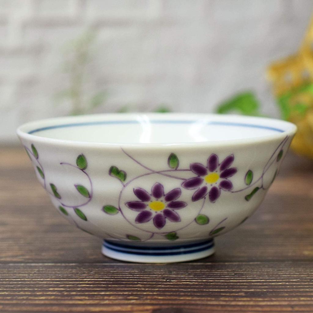 Waza No Kura Stylish Tea Bowl Tableware Kutani Ware Rice Bowl Flower Arabesque Pattern Ceramic Tea Bowl Brand Japanese Tableware Made In Japan