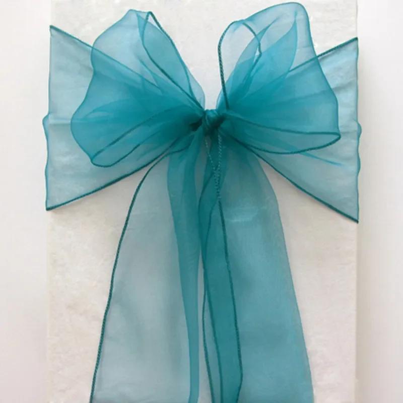 50pcs/100pcs Wedding Chair Sash Ties Crystal Organza Chair Bow Sash Knots For Party Event Banquet Decoration