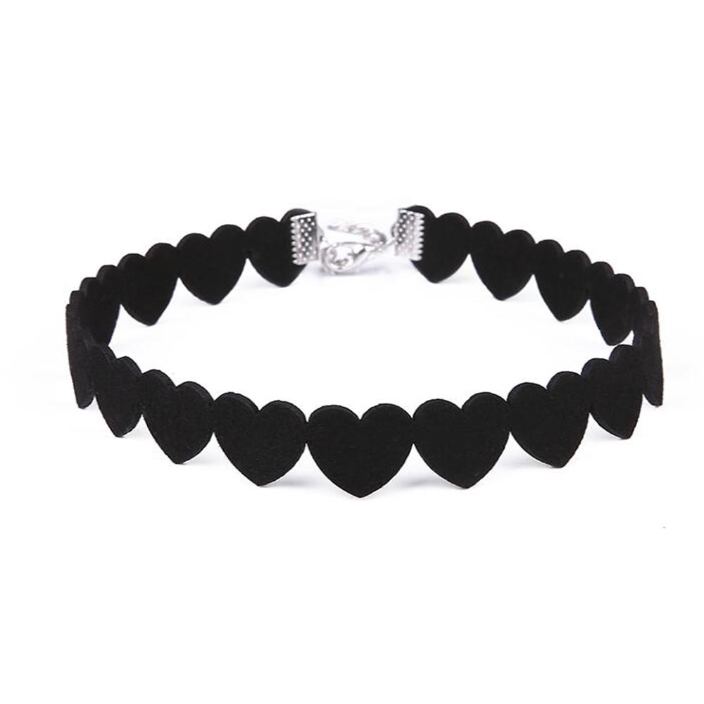 Pop Hollow Black Leather Velvet Choker Necklace Layer Jewelry Goth Necklace for Women Choker Collarbones Necklace