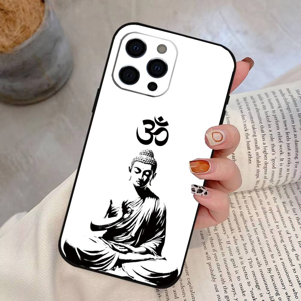 

Buddha Art Pattern Phone Case For iPhone 17, 16,15,14,13,12,11 Plus,Pro Max, Others Soft Black Cover iPhone12Pro