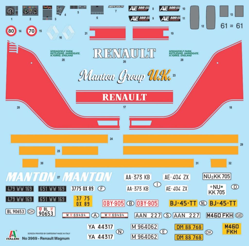 Italeri scale Renault AE500 Magnum Super Decal Plastic Model Kit IT3969 1/24 (Automobile)