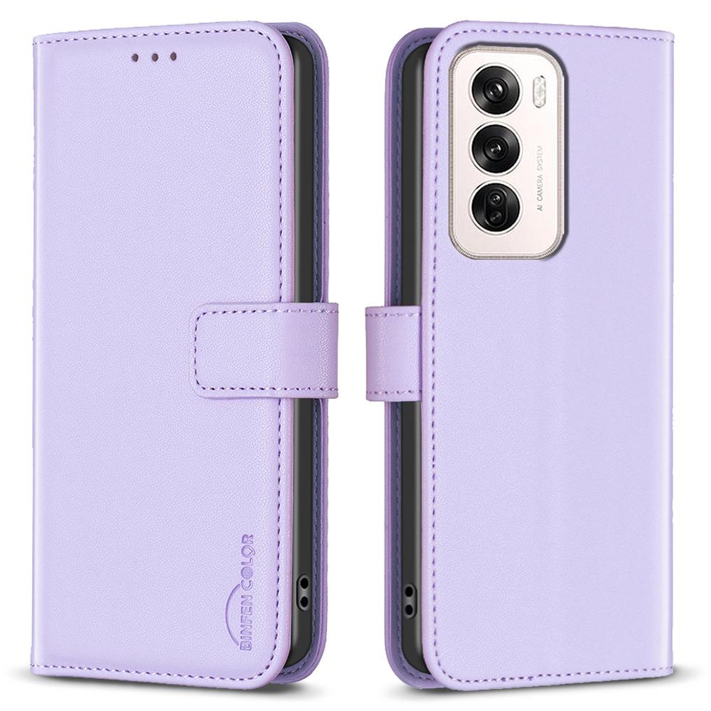 

BINFEN COLOR BF17 For Oppo Reno12 5G (Global) Case Wallet Phone Leather Cover Purple