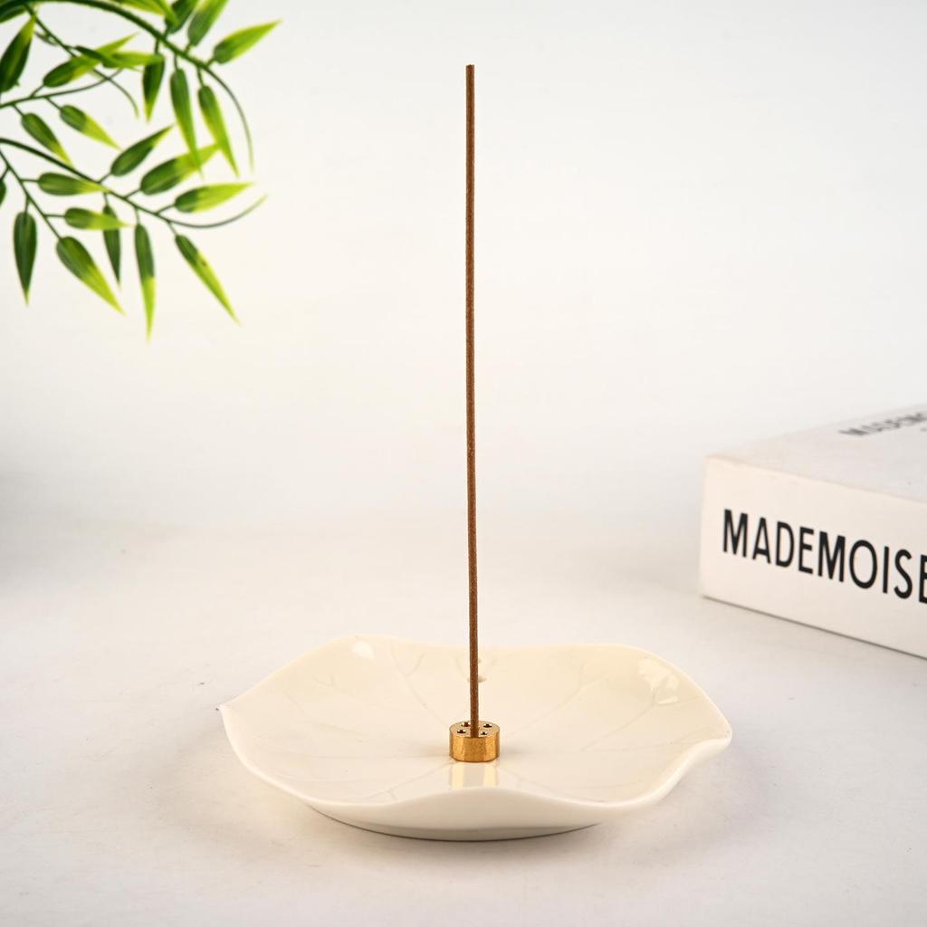 Modern Ceramic Lotus Leaf Incense Holder & Burner for Sandalwood and Agarwood Sticks