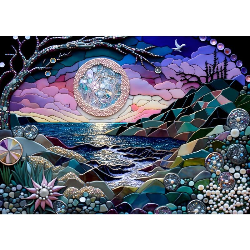 Fantasy Mosaics Princess Castle Shell Splicing Abstract Poster Canvas Printing Wall Art Decoration Painting for House Room Decor