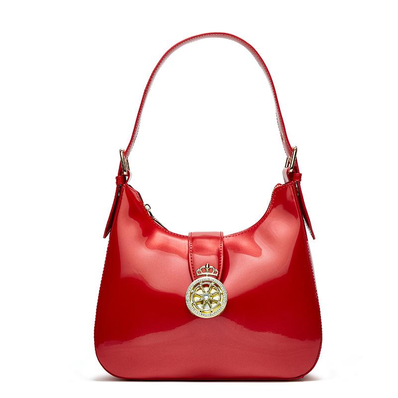 Stylish Patent Leather Women's Handbag Shiny Leather Underarm Handbag Single Shoulder Women's Wrist Bag